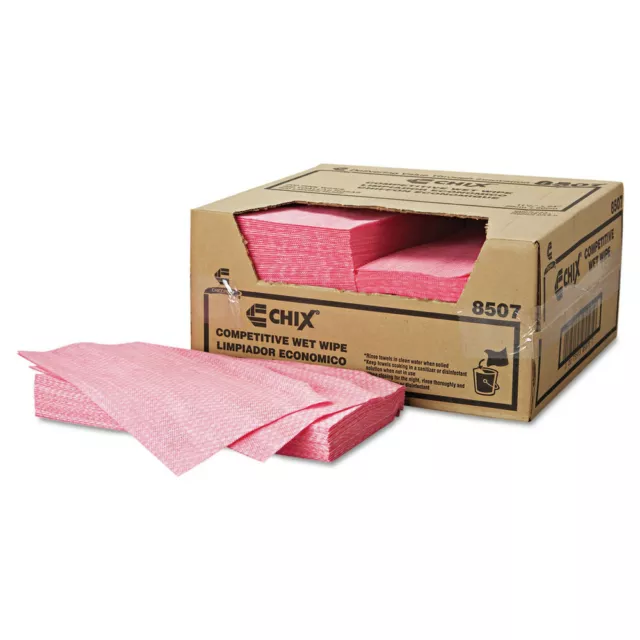 Chix 8507 11.5 in. x 24 in. Wet Wipes - White/Pink (200/Carton) New