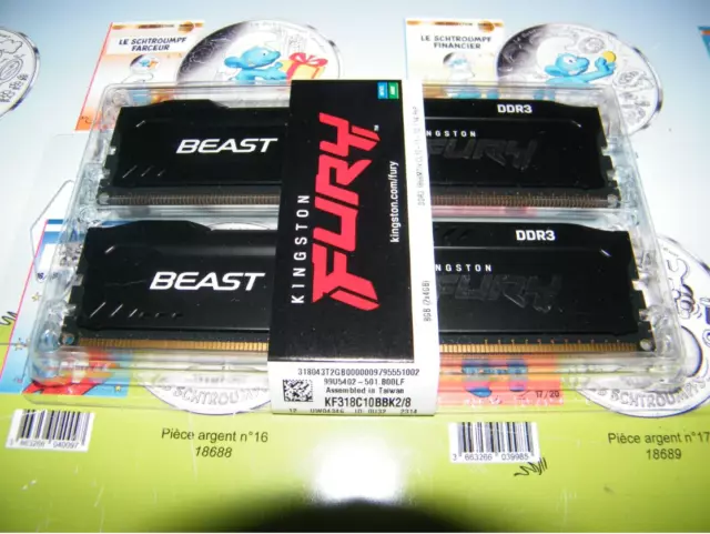 KIT Véritable KINGSTON FURY Beast 8go 1866mhz réf:KF318C10BBK2/8 NEUF & SCELLER