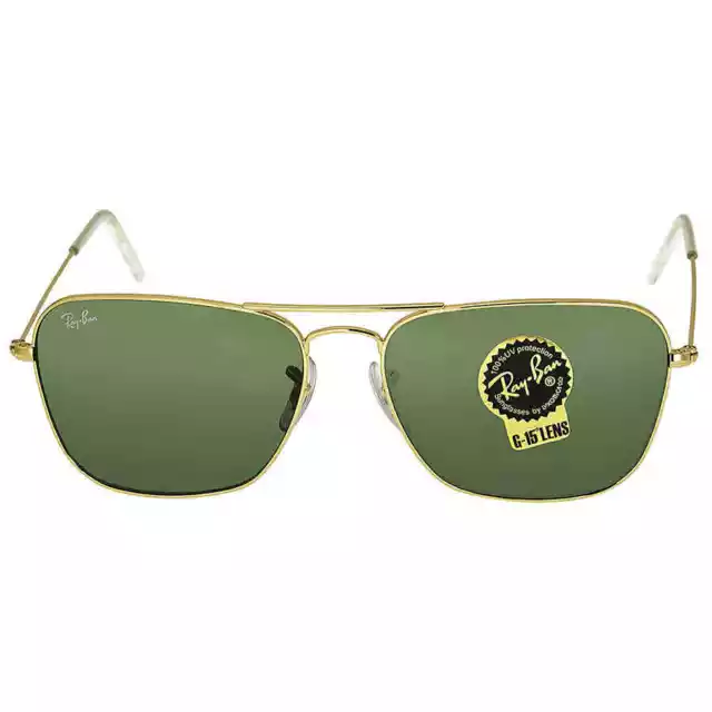 Ray Ban Caravan Green Classic G-15 Square Unisex Sunglasses RB3136 001 58