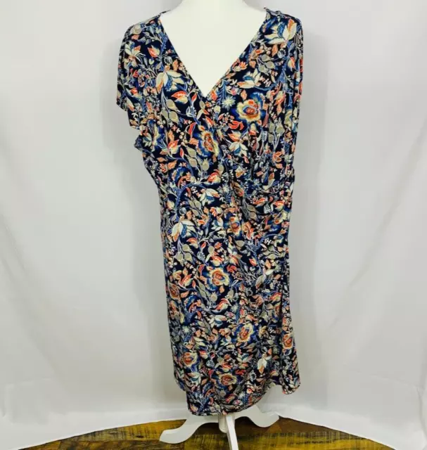 Jones New York Signature dress Woman 2X Faux Wrap floral Sleeveless Midi