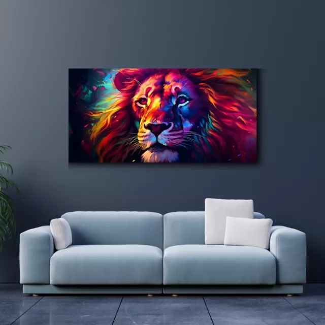 Colourful Abstract Lion Multi Panel Canvas Animal Large Wall Art Decor MP5 3