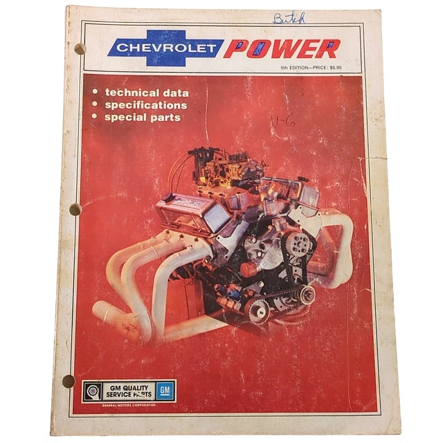 ORIGINAL GM CHEVROLET Power Technical Engine Data Specs Parts Book 5th ...