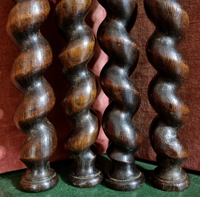 4 Barley twist turned spindle Column Antique french oak architectural salvage 10 3