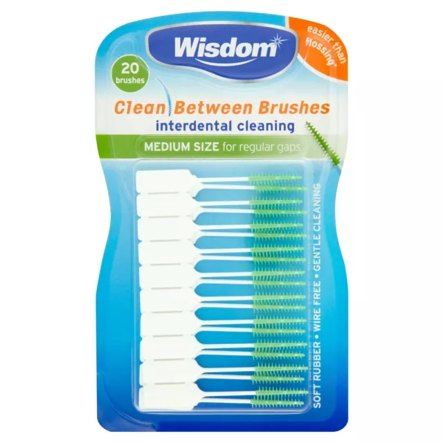 Wisdom Clean Between Interdental Brushes Green Medium - 6 Packs (20 Per Pack)