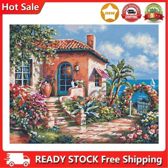 YEESAM ART Kit Pittura A Numeri Fai Da Te 40x50 Cm – Rose, Fiori, Farfalla E Coccinella – Con Tela, Colori Acrilici E Pennelli