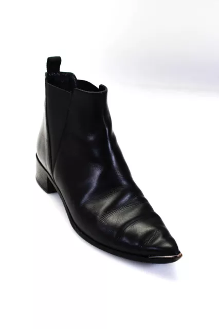 ACNE Studios Womens Leather Pointed Low Heeled Chelsea Ankle Boots Black Size 9