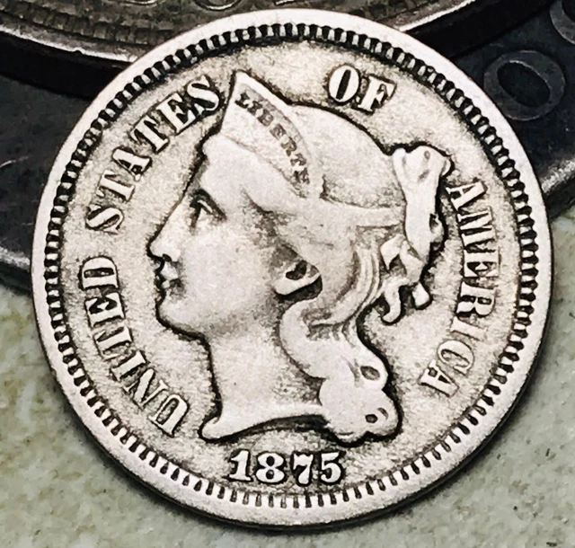 1875 Three Cent Nickel Piece 3C Ungraded Choice US Type Coin CC18195