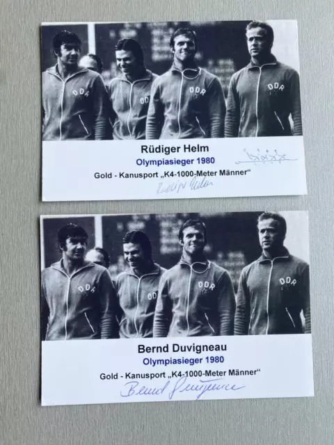 DUVIGNEAU & HELM Olympiasieger 1980 Kanu  signed 2 Fotos 10x15 Autogramm RARITÄT