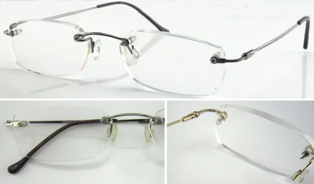 Rimless Reading Glasses +1.50~+3.50 Lightweight Quality Stainless Steel Arm HM06