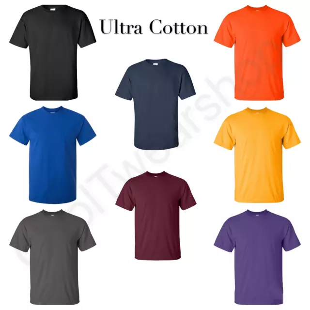 NEW Gildan Men's Ultra Cotton Plain Crew Neck Short Sleeves T-Shirt 2000 (G200)