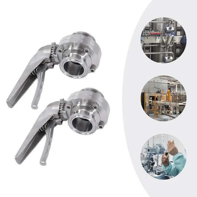 2pcs Sanitary Tri Clamp Butterfly Valves Stainless Steel 304 With Trigger Handle