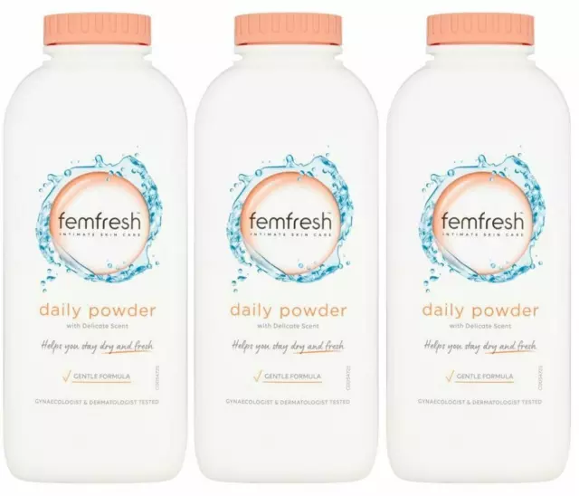 3 X Femfresh Intimate Hygiene Talc Free Lightly Fragranced Absorbent Powder 200g