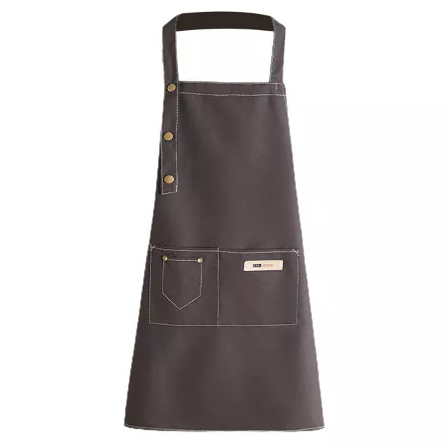 Bib Apron Korean Style Waterproof Easy Clean Adults Cooking Apron Front Pockets