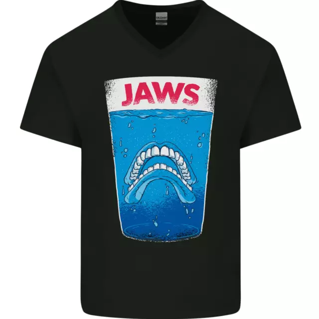 Jaws Funny Parody Dentures Skull Teeth Mens V-Neck Cotton T-Shirt