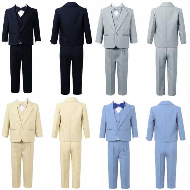 Boys Suits 5 Pieces Suit Set Blazer Vest Pants Bow Tie Formal for Wedding Party