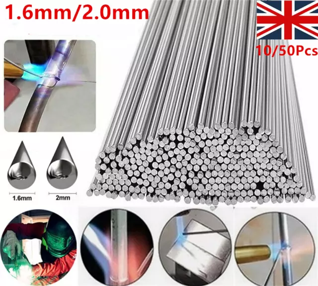 10/50PCS Aluminum Solution Welding Flux-Cored Rods Wire Brazing Rod 1.6MM/2MM UK