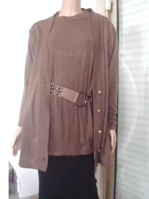 Twen Set Pull Tunique + Gilet  Marron  Mi Long De Marque Ange T M/L 40/42/44