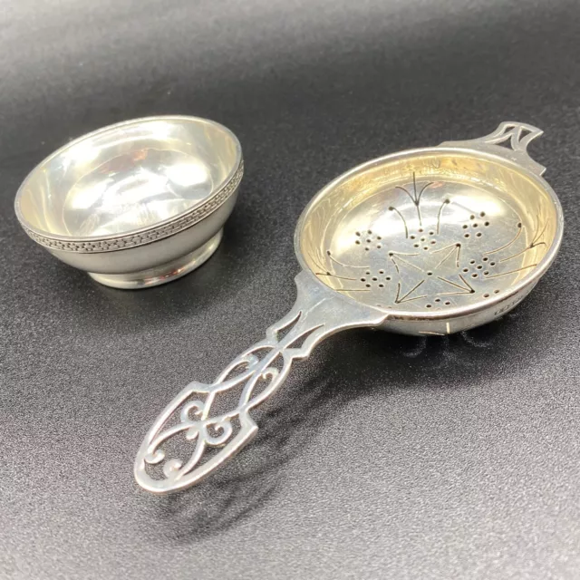 Set ciotole per tè argento massiccio E Silver & Co Sheffield 1947 antica Art Nouv