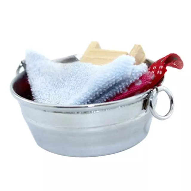 MINATURES DOLLHOUSE TIN Wash Tub with Handles 1: 6 Laundry $8.95 - PicClick