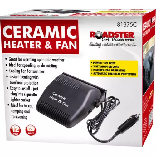 12V 120W Car Heater & Fan Black Ceramic Defroster Portable Demister Cooler 375
