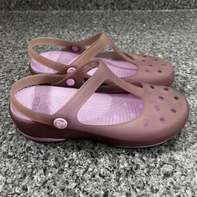 Crocs Mary Jane Jelly Clogs Shoes Sandals Purple | Women’s Size 7