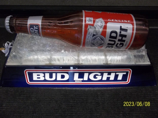 Vintage Bud Light Beer Bottle on Ice Hanging Pool Table Bar Billiard Light 44"