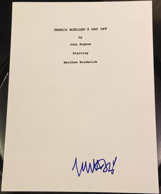 Matthew Broderick Signed Autograph Ferris Buellers Day Off Full Movie Script Coa