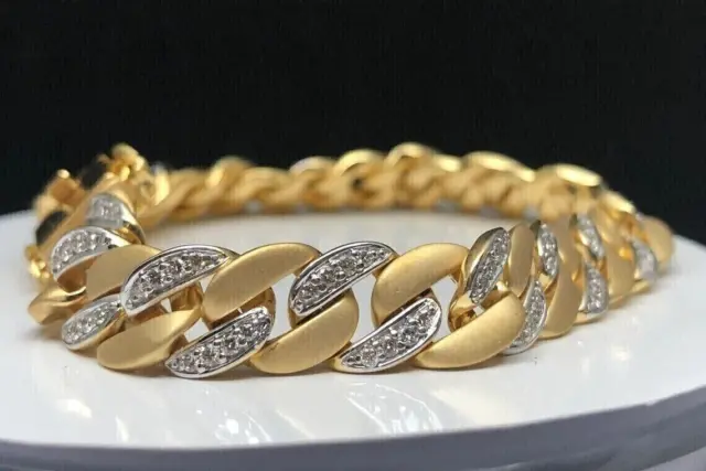 Cuban Link Men's Bracelet Round Cut 5 Ct Lab-Created Diamond 925 Sterling Silver