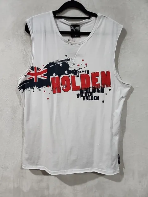 Holden Official Merchandise Mens Tank Size L White Australia Graphic NWT (2971)
