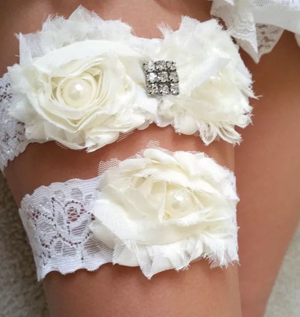 Ivory White Wedding Garter Set( keepsake+toss), Bridal Prom Lace Garter Set S5