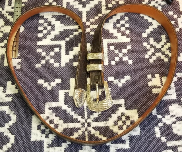 Chacon Genuine Brown Buffalo Leather Cowboy Western w Belt Basketweave Buckle 42