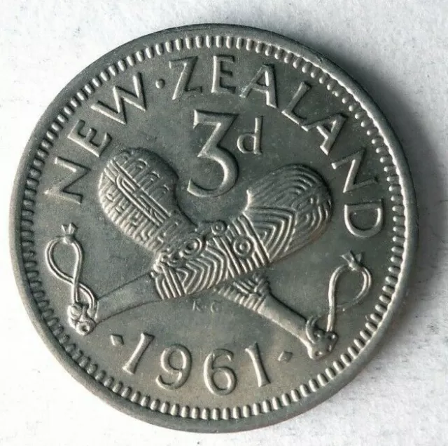 1961 NEW ZEALAND 3 PENCE - Excellent Vintage Coin - FREE SHIP - Bin #145