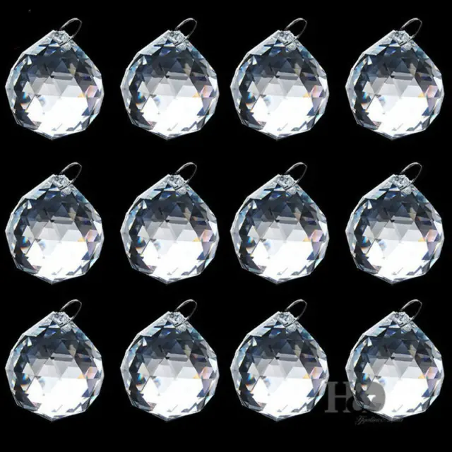 10pcs Clear Glass Crystal Chandelier Ball Prisms Drops Home Decor Pendant 30mm