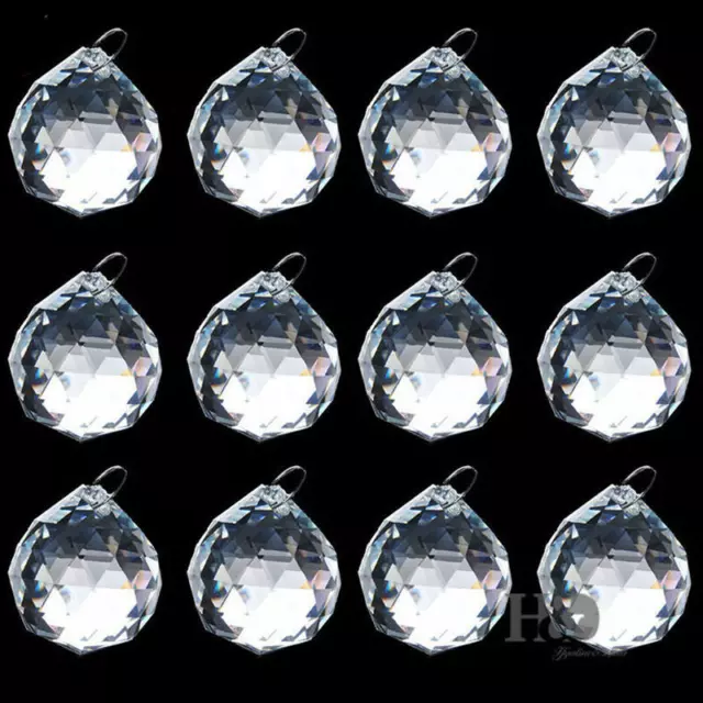 10pcs Clear Glass Crystal Chandelier Ball Prisms Drops Home Decor Pendant 30mm