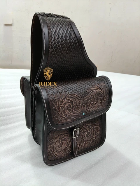 Sacoche De Selle Western Cuir Vache 10x10x3.5 Pouces I.A Fabriquée Inde