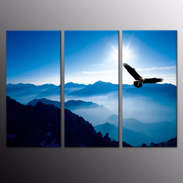 Canvas Print Oil painting Picture Animals Eagle Blue Sky Wall Art Home Decor 3pc