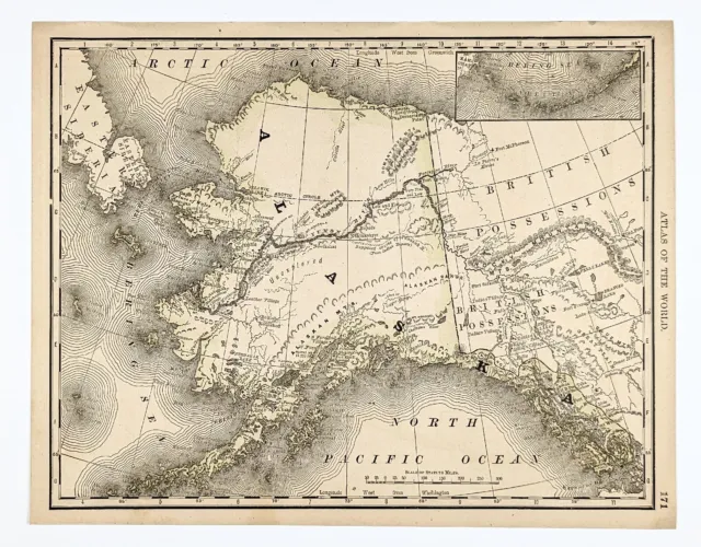 1888 Alaska Map Nome Juneau Aleutians Unexplored Regions British Posssessions