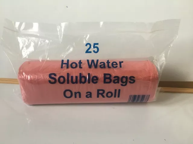 Fully Soluble Red Laundry Sacks Hot Water Soluble Bags On a Roll - 25 bags