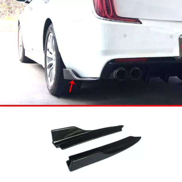 Carbon Fiber Style Rear Bumper Side Spoiler Cover 2pc For Cadillac XTS 2018-2019