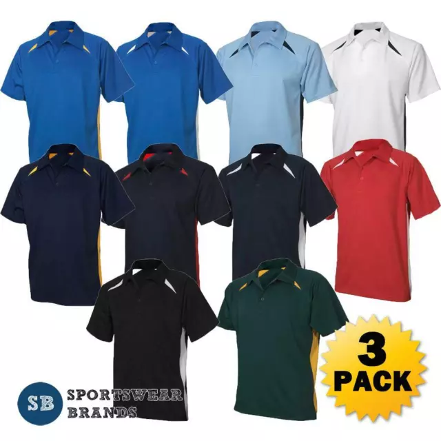 3 x Kids Polo Shirt Boys Sports Contrast Top Uniform Team Tennis Outdoor P7700B