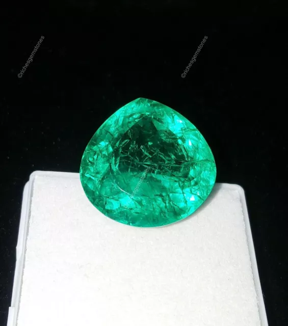 43.78 Cts Genuine Colombian Emerald Pear Faceted Certified Loose Gemstone