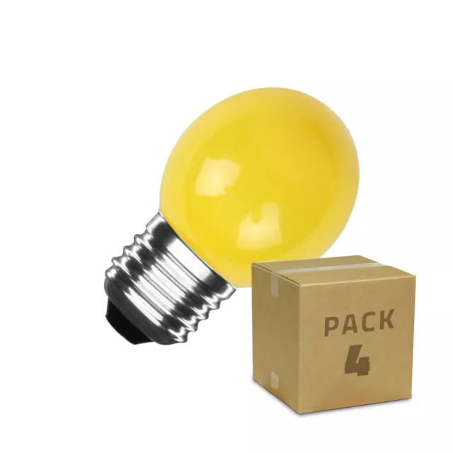 Pack 4 Bombillas LED E27 Casquillo Gordo 3W 300 lm G45 Amarillo