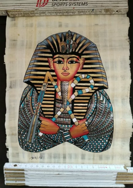 Original Papyrus Bild Pharao Ägypten handbemalt mit Zertifikat 100% Handarbeit 