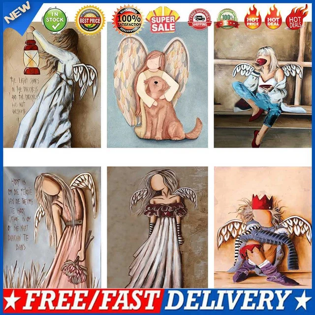 Pintura al óleo de pintura al óleo de lona de ángel roto por números kit póster decoración del hogar