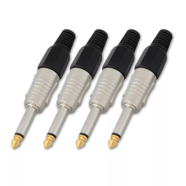 4 Pcs Speaker Cable TS Mono Phono 1/4" Plug 6.35 mm Male Connector