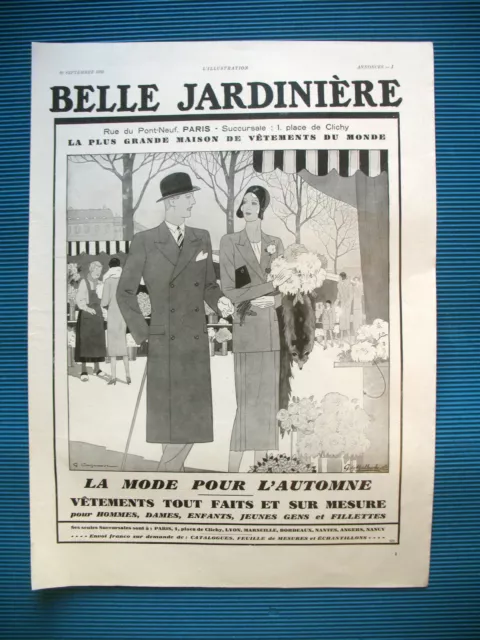 PUBLICITE DE PRESSE BELLE JARDINIERE MAGASIN MARCHé AUX FLEURS PAR CHAZELLE 1930