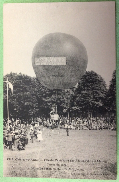 France Hot Air Balloon Le Petit Journal Chalons sur Marne Postcard