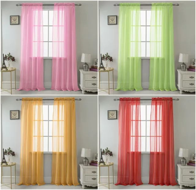 Sheer Voile Window Curtain Panel Rod Pocket Top Solid Colors Celine 55x90 1 PC