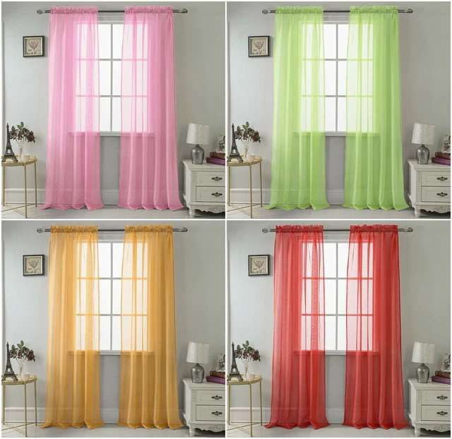 Sheer Voile Window Curtain Panel Rod Pocket Top Solid Colors Celine 55x90 1 PC