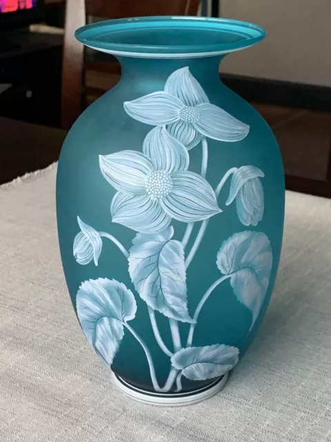 Fenton Gallery Originals Vase Blue Azure Glass Butterfly Cincinnati Art Museum